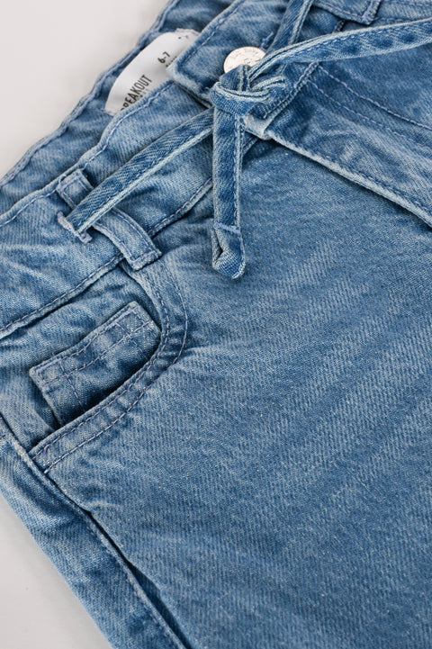 GIRLS WIDE LEG DENIM BELT DETAIL