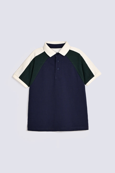 BOYS CONTRAST PANEL POLO