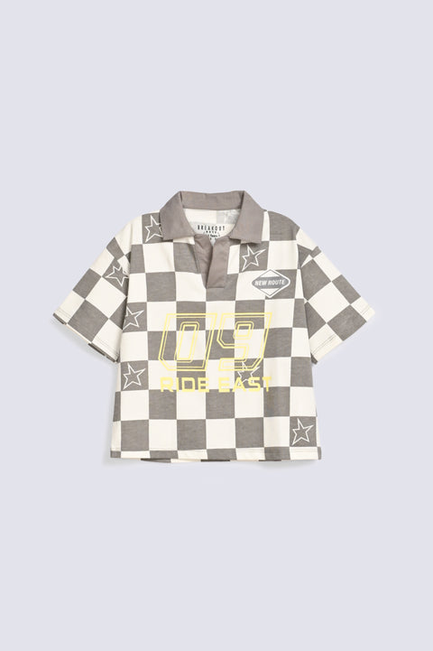 BOYS BOXY FIT PRINTED POLO