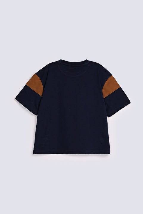 BOYS CONTRAST PANEL BOXY FIT TEE