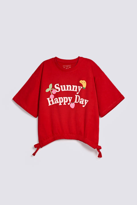 GIRLS FRUIT PRINT ELASTICATED HEM T SHIRT