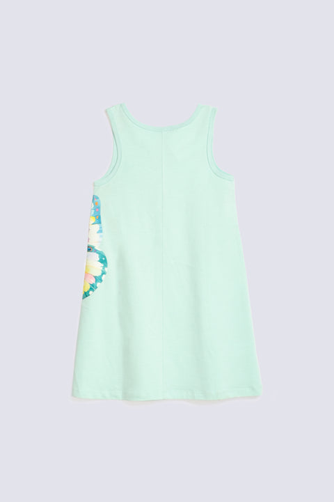 GIRLS BUTTERFLY PRINTED DRESS