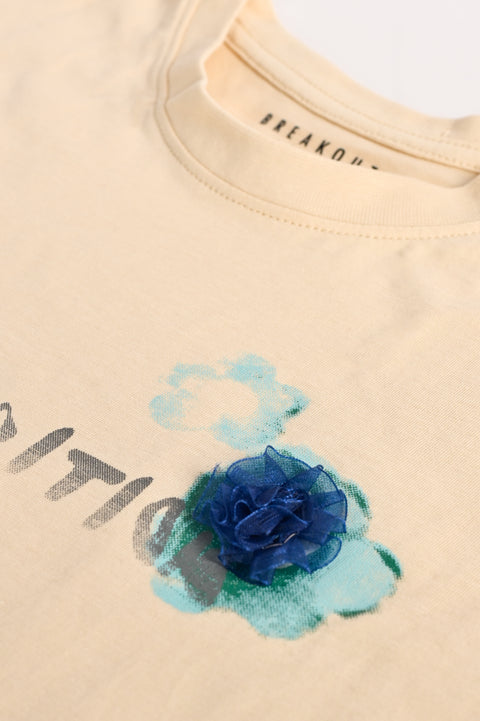 GIRLS FLORAL APPLIQUE T-SHIRT