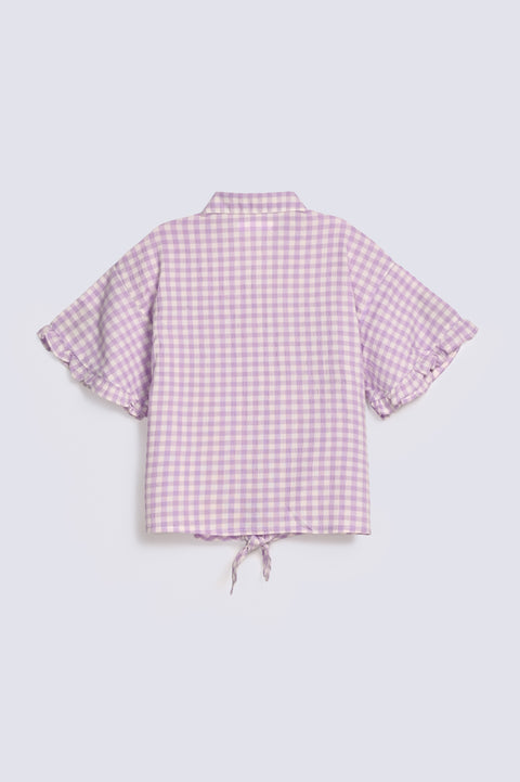 GIRLS CHECKERED EMBELLISHED SHIRT