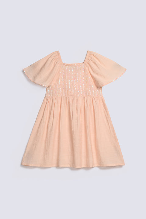 GIRLS SEQUINS EMBELLISHED DRESS