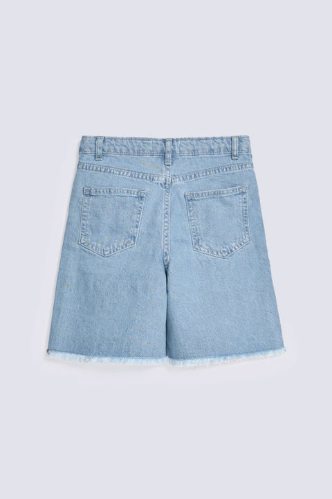 GIRLS HEART EMBROIDERED DENIM SHORTS