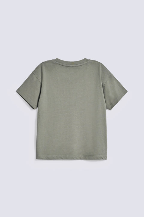 GIRLS DROP SHOULDER TROPICAL PRINTED T-SHIRT