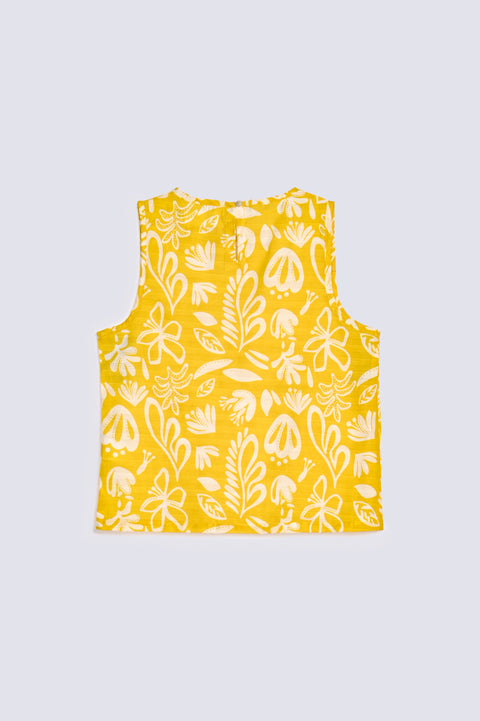GIRLS FLORAL PRINTED SLEEVELESS TOP