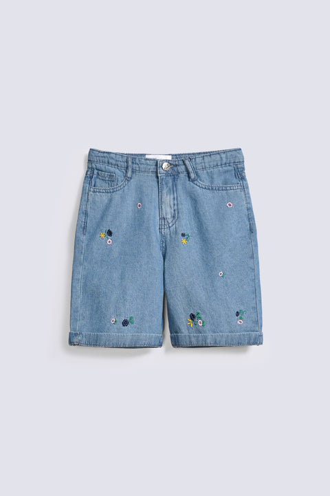 GIRLS EMBROIDERED DENIM SHORTS