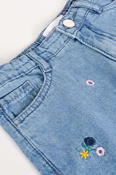 GIRLS EMBROIDERED DENIM SHORTS