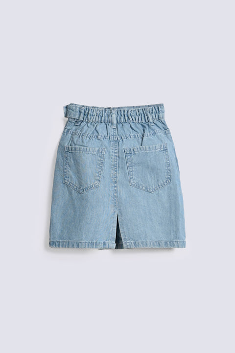 GIRLS OVERLAP STUDED DENIM SKIRT
