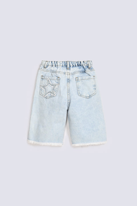 BOYS STAR PATCH BERMUDA SHORTS