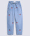 GIRLS MOM FIT EMBROIDERED DENIM