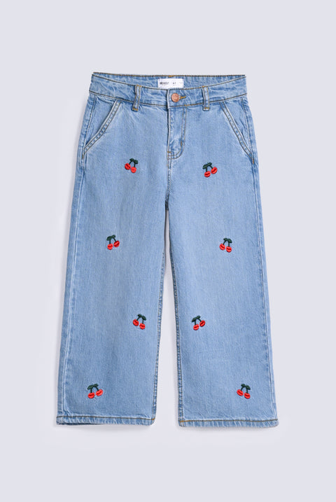 GIRLS LOOSE FIT EMBROIDERED DENIM