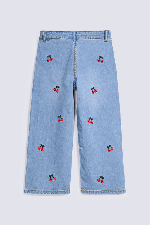 GIRLS LOOSE FIT EMBROIDERED DENIM