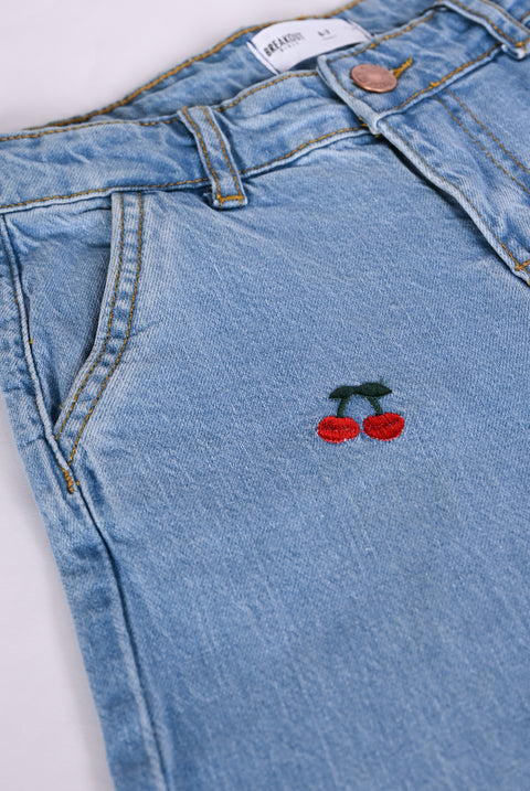 GIRLS LOOSE FIT EMBROIDERED DENIM