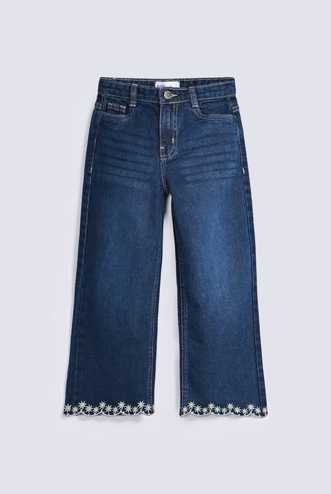 GIRLS LOOSE FIT EMBROIDERED DENIM