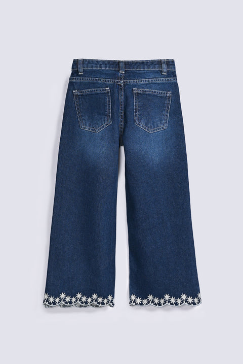 GIRLS LOOSE FIT EMBROIDERED DENIM