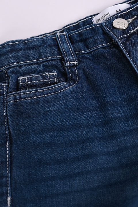 GIRLS LOOSE FIT EMBROIDERED DENIM