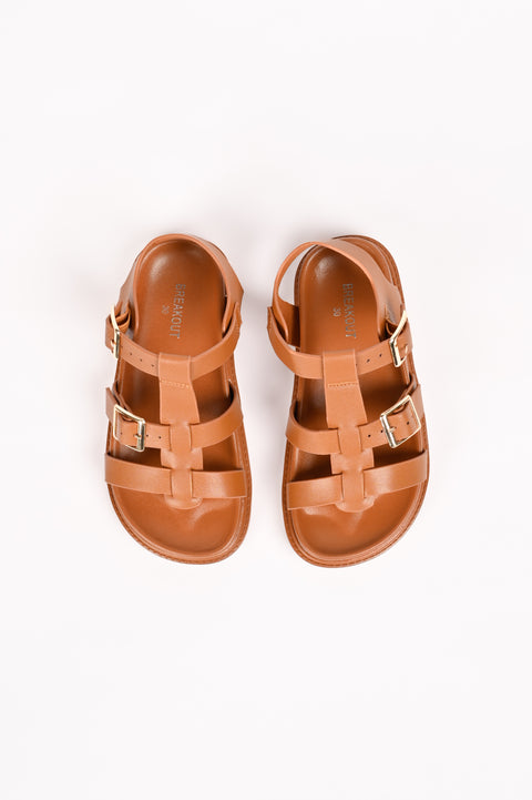 GIRLS DOUBLE BUCKLE FLAT SANDALS