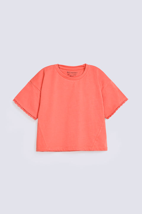 GIRLS BOXY T-SHIRT WITH LACE
