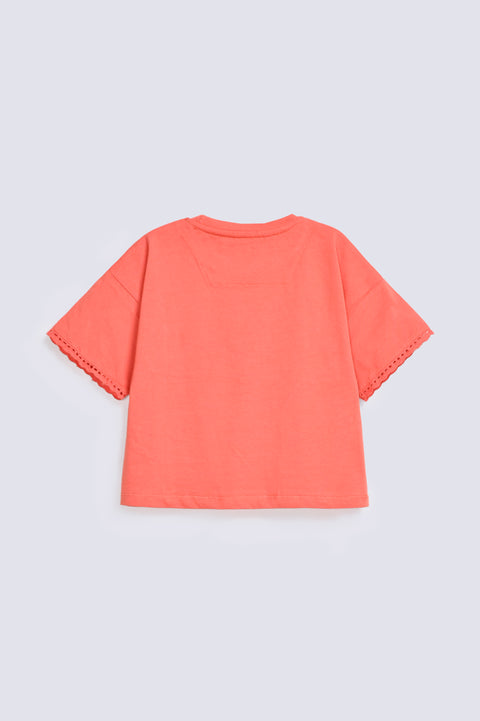 GIRLS BOXY T-SHIRT WITH LACE