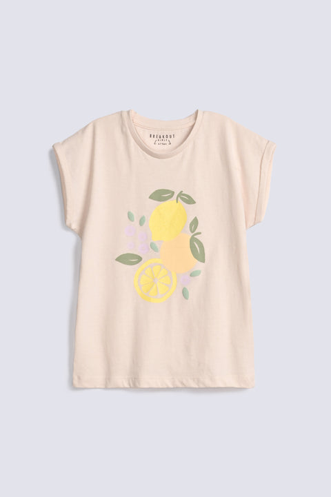 GIRLS DROP SHOULDER FRUIT PRINT T-SHIRT