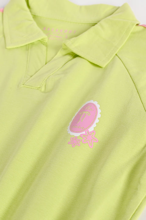 GIRLS BOXY POLO WITH CONTRAST SLEEVE DETAIL
