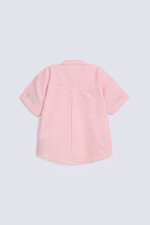 BOYS SEER SUCKER STRIPED SHIRT