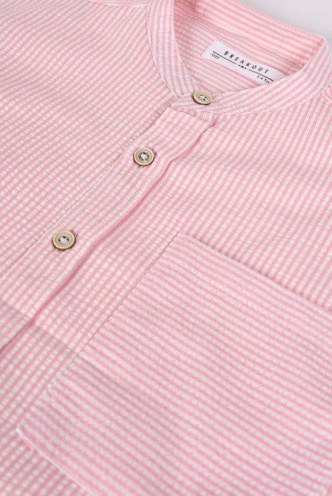 BOYS SEER SUCKER STRIPED SHIRT