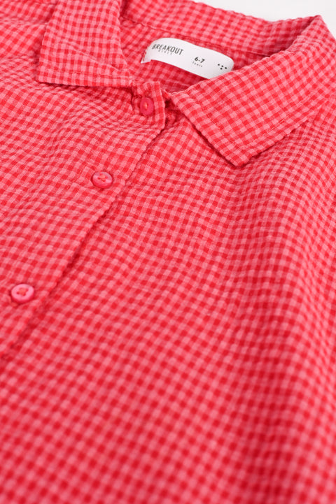GIRLS CHECKERED BUTTON UP SHIRT