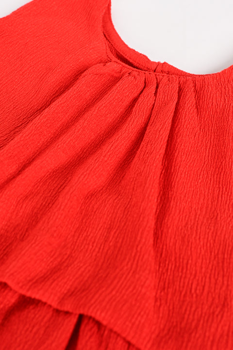 GIRLS DOUBLE LAYER TEXTURED FABRIC DRESS