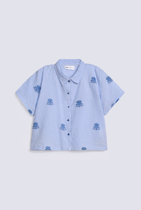 GIRLS CHECKERED EMBROIDERED SHIRT