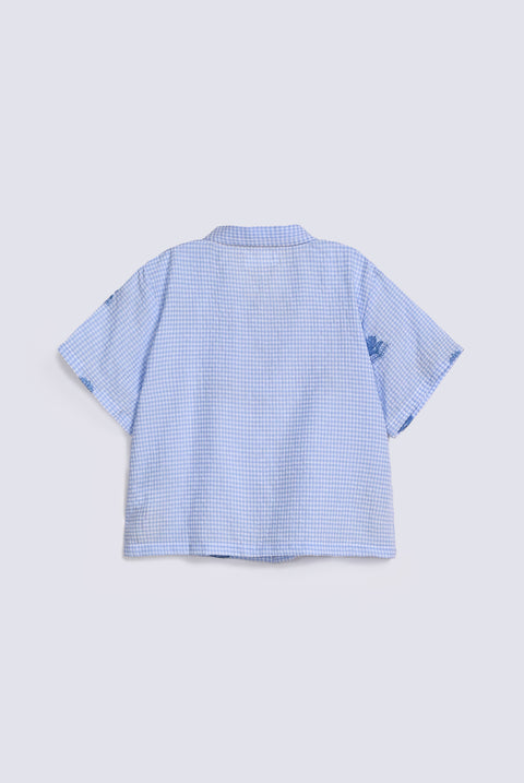 GIRLS CHECKERED EMBROIDERED SHIRT
