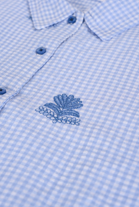 GIRLS CHECKERED EMBROIDERED SHIRT