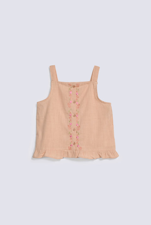 GIRLS EMBROIDERED STRAP TOP