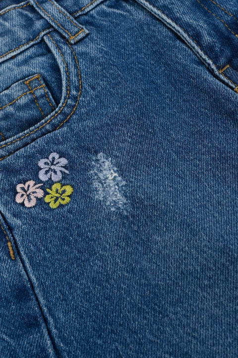 GIRLS EMBROIDERED DENIM SHORTS