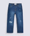 GIRLS MOM FIT RIPPED DENIM
