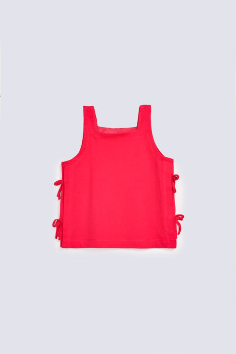 GIRLS SLEEVELESS TOP WITH BOW DETAIL