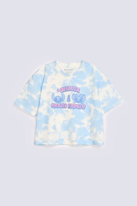 GIRLS BOXY FIT TIE & DYE PRINTED T-SHIRT