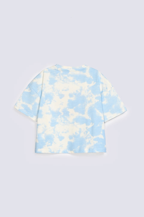 GIRLS BOXY FIT TIE & DYE PRINTED T-SHIRT