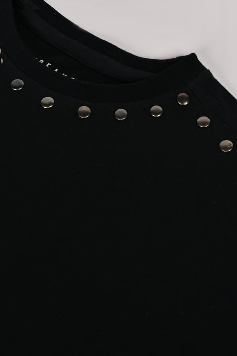 GIRLS BOXY FIT STUDED T-SHIRT