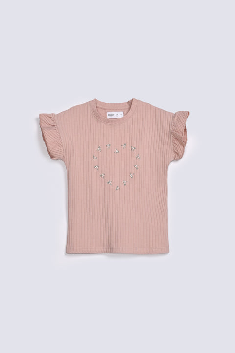 GIRLS SPECIAL KNIT EMBELLISHED T-SHIRT