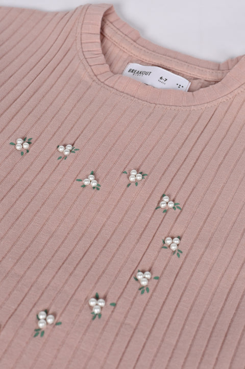 GIRLS SPECIAL KNIT EMBELLISHED T-SHIRT