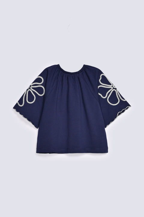 GIRLS FLORAL PRINTED KNIT TOP