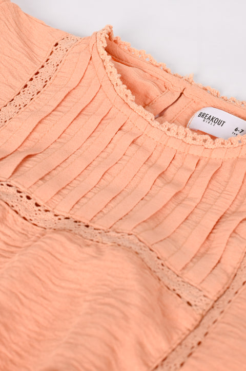 GIRLS LACE PLEATED TOP