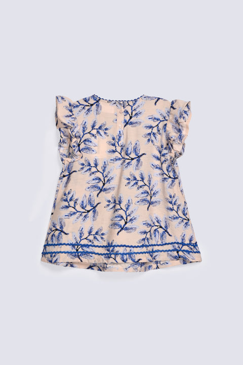 GIRLS PRINTED PLEATS TOP