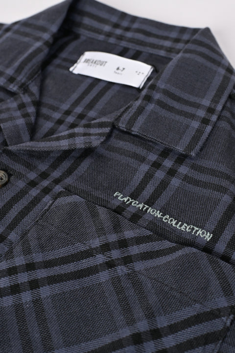 BOYS CHECKERED RESORT COLLAR SHIRT