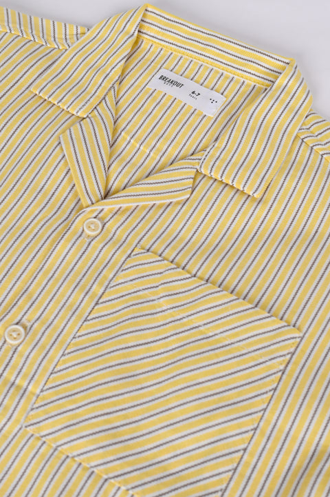BOYS STRIPED RESORT COLLAR SHIRT