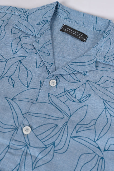 BOYS PRINTED RESORT COLLAR SHIRT